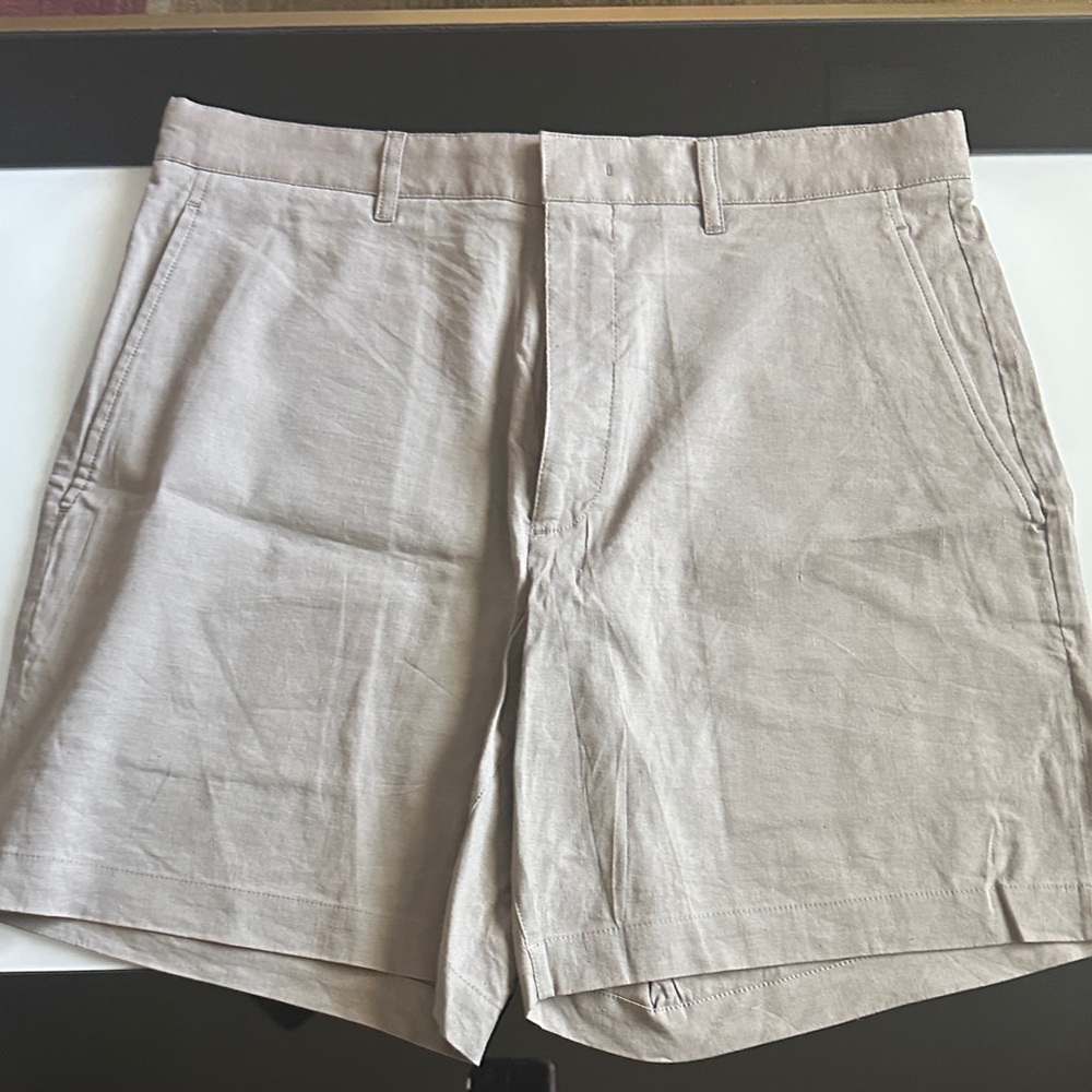 Theory Beige Flat Front Shorts